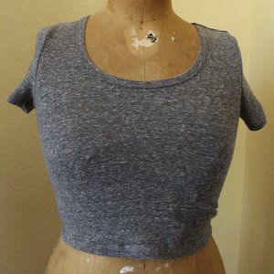Gray Scoop Neck Cropped Tee